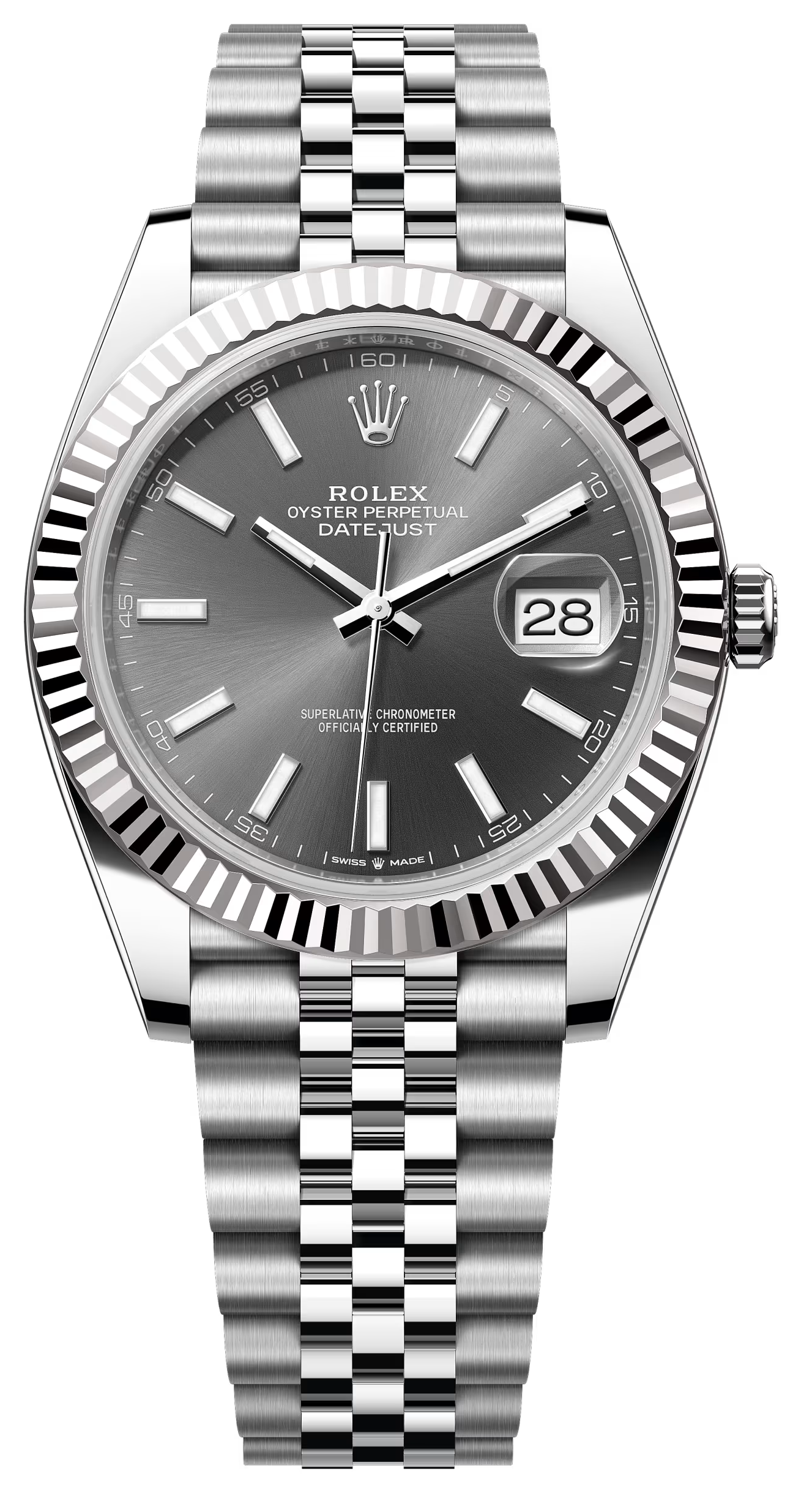 Rolex Datejust 41mm Slate Index Dial Fluted Bezel Jubilee Bracelet 126334 – New 2025 / 2026