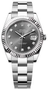 Rolex Datejust 41mm Fluted Bezel Slate Diamond Dial Oyster - 126334 - New 2025