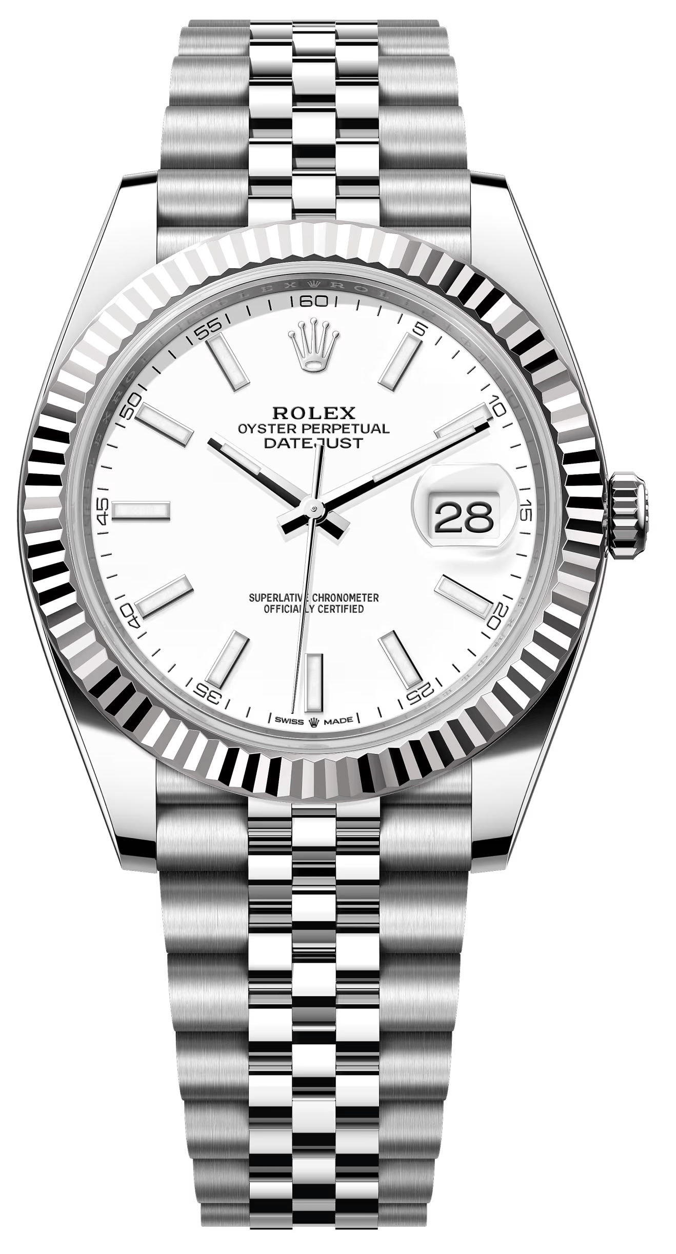 Rolex Datejust 41mm White Index Dial Fluted Bezel Jubilee Bracelet 126334 – New 2025 / 2026