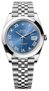 Rolex Datejust 41mm Smooth Bezel Blue Roman Dial Jubilee - 126300 - New 2025
