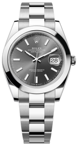 Rolex Datejust 41mm Smooth Bezel Grey/Slate Index Dial Oyster - 126300 - New 2025