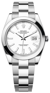 Rolex Datejust 41mm Smooth Bezel White Index Dial Oyster - 126300 - New 2025