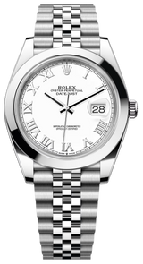 Rolex Datejust 41mm Smooth Bezel White Roman Dial Jubilee - 126300 - New 2025