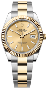 Rolex Datejust 41mm Two-Tone Yellow Gold Fluted Bezel Champagne Index Dial Oyster - 126333 - New 2025