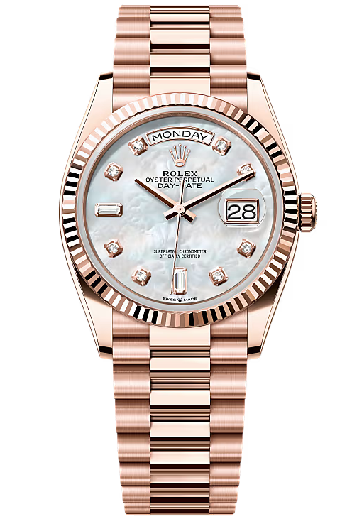 Rolex Day-Date "President" 36mm Everose Mother of Pearl Diamond Dial - 128235 - New 2025