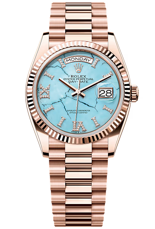 Rolex Day-Date “President” 36mm Turquoise Diamond Roman Dial – 128235 – New 2025