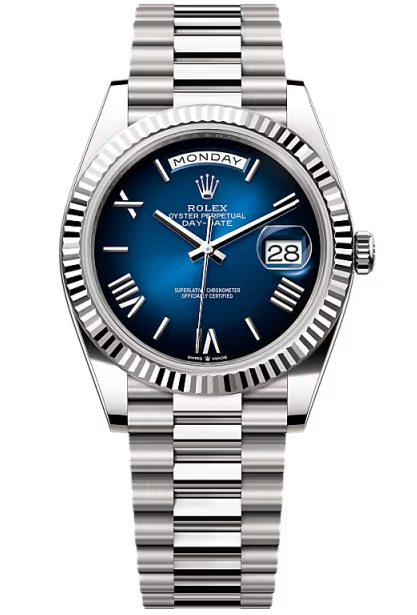 Rolex Day-Date "President" 40mm White Gold Blue Roman Ombre Dial - 228239 - New 2025