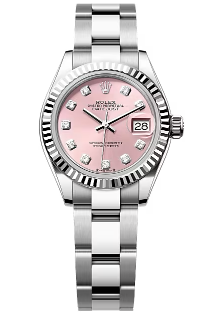 Rolex Lady-Datejust 28mm Pink Diamond Dial Fluted Bezel Oyster Bracelet – 279174 – New 2025