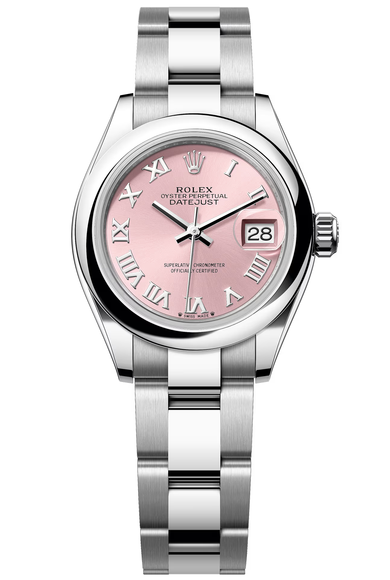 Rolex Lady-Datejust 28mm Pink Roman Dial Domed Bezel Oyster Bracelet – 279160 – New 2025