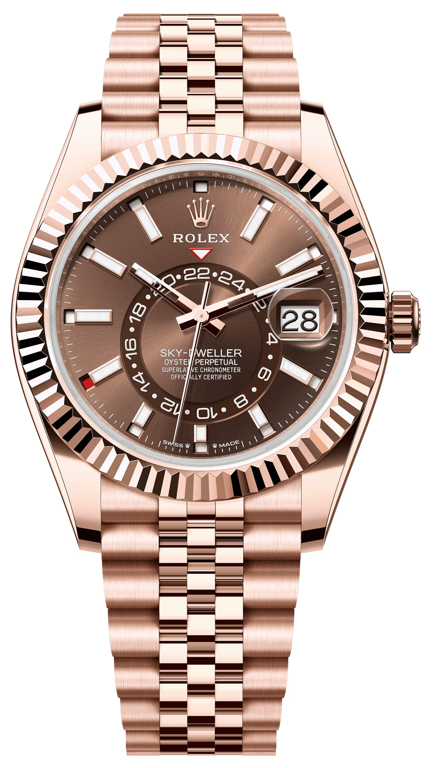 Rolex Sky-Dweller 42mm Rose Gold Chocolate Dial Jubilee Bracelet 336935 – New 2025