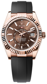 Rolex Sky-Dweller 42mm Rose Gold Chocolate Dial Oysterflex - 336235 - New 2025