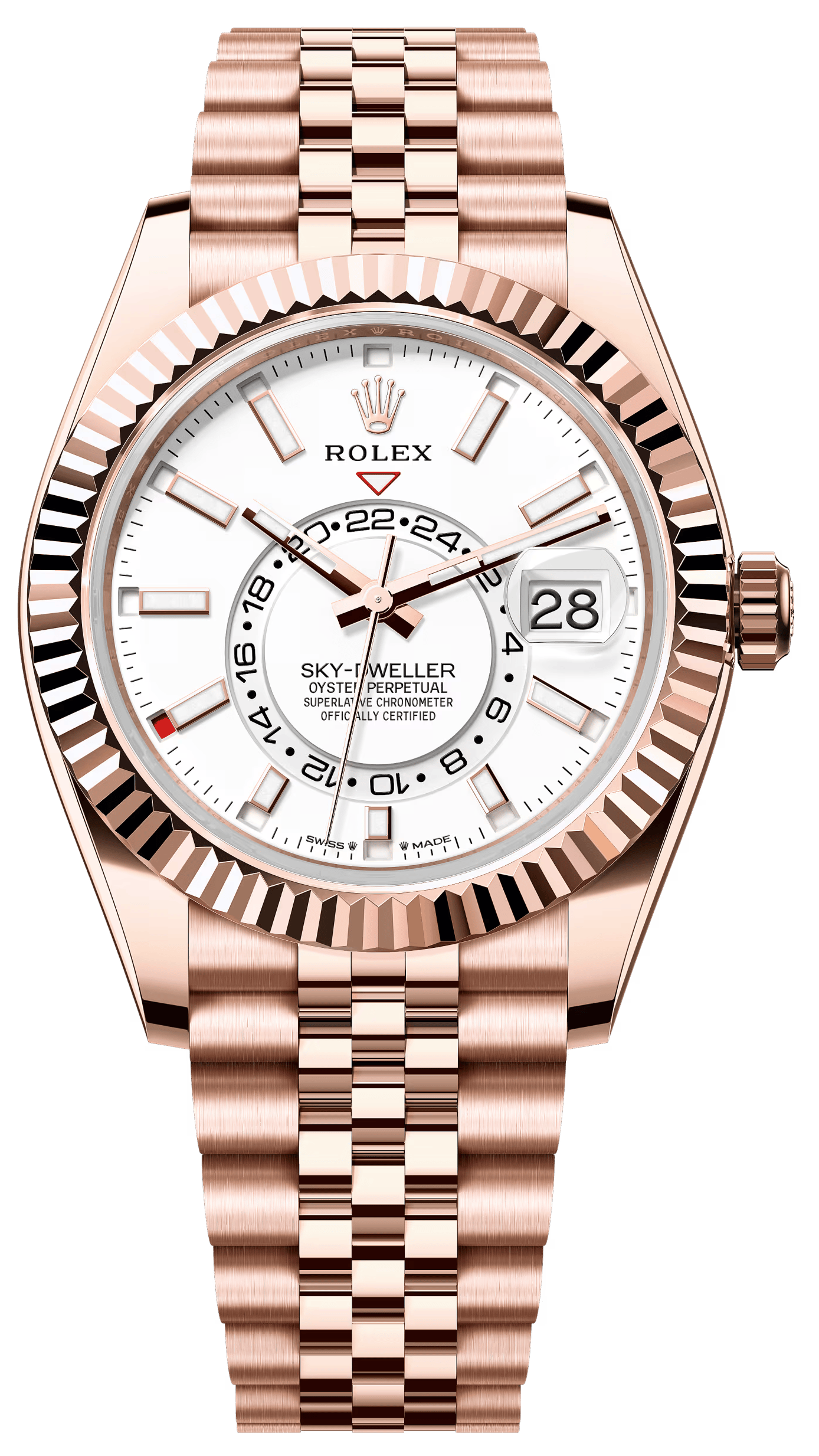 Rolex Sky-Dweller 42mm Everose Gold White Dial Jubilee Bracelet 336935