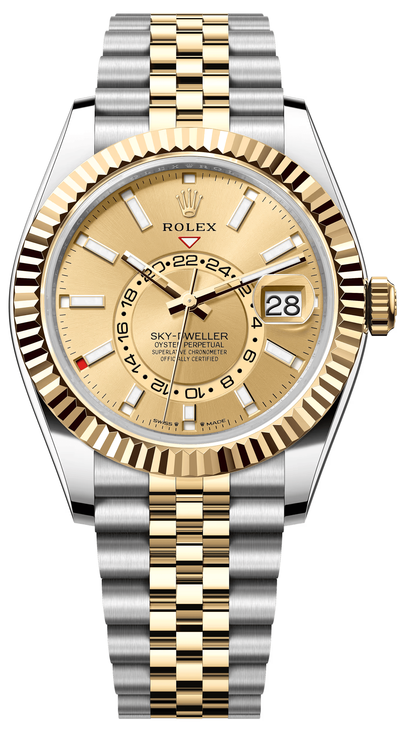 Rolex Sky-Dweller 42mm Two-Tone Yellow Gold Champagne Dial Jubilee Bra