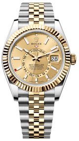 Rolex Sky-Dweller 42mm Two-Tone Yellow Gold Champagne Dial Jubilee - 336933 - New 2025
