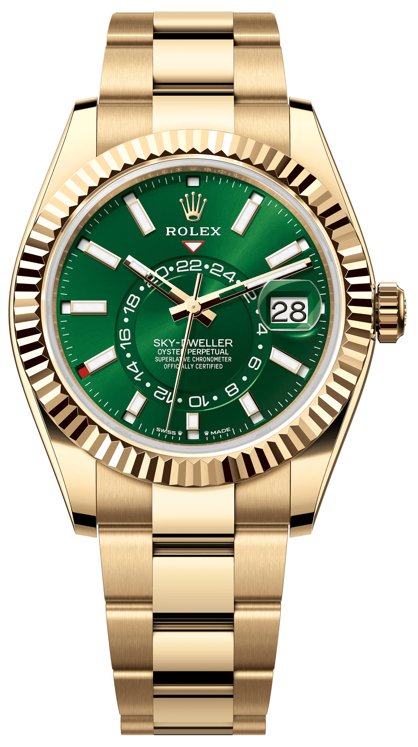 Rolex Sky-Dweller 42mm Yellow Gold Bright Green Dial Oyster Bracelet 336938 – New 2025