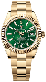 Rolex Sky-Dweller 42mm Yellow Gold Bright Green Dial Oyster - 336938 - New 2025