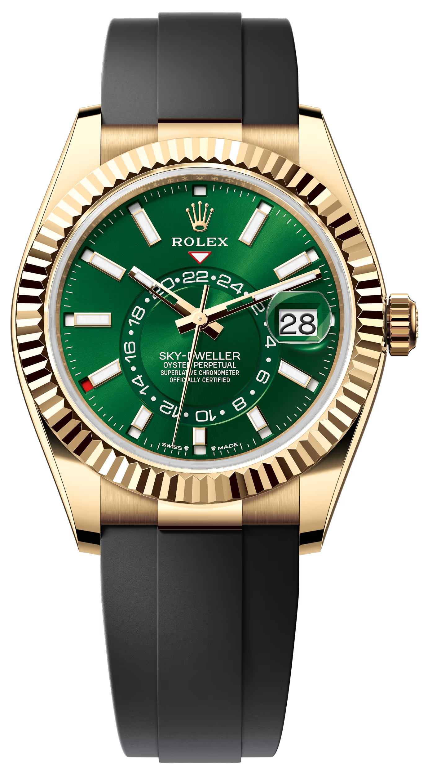 Rolex Sky-Dweller 42mm Yellow Gold Bright Green Dial Oysterflex 336238 – New 2025 / 2026