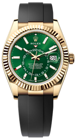 Rolex Sky-Dweller 42mm Yellow Gold Bright Green Dial Oysterflex - 336238 - New 2025