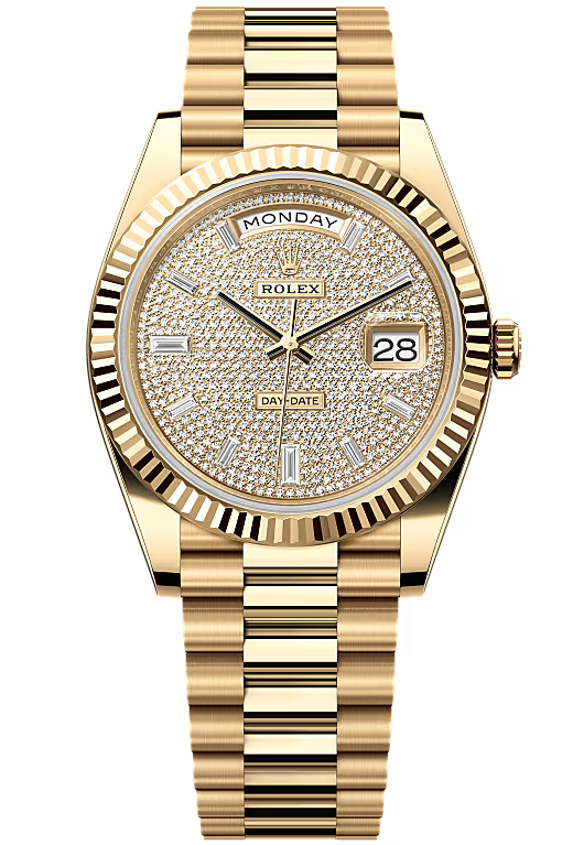 Rolex Yellow Gold President Day Date 40mm Diamond Pave Dial - 228238 - New 2025