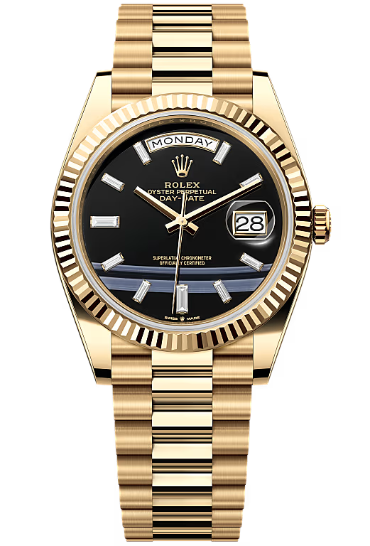 Rolex Yellow Gold President Day Date 40mm Onyx Diamond Dial - 228238 - New 2025