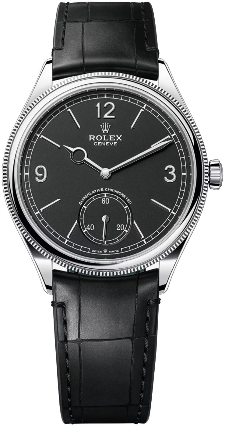 Rolex 1908 White Gold Black Dial Black Alligator Strap 52509 – New 2026
