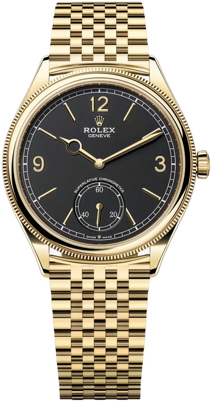 Rolex 1908 Yellow Gold Black Dial Settimo Bracelet 52508 – New 2026
