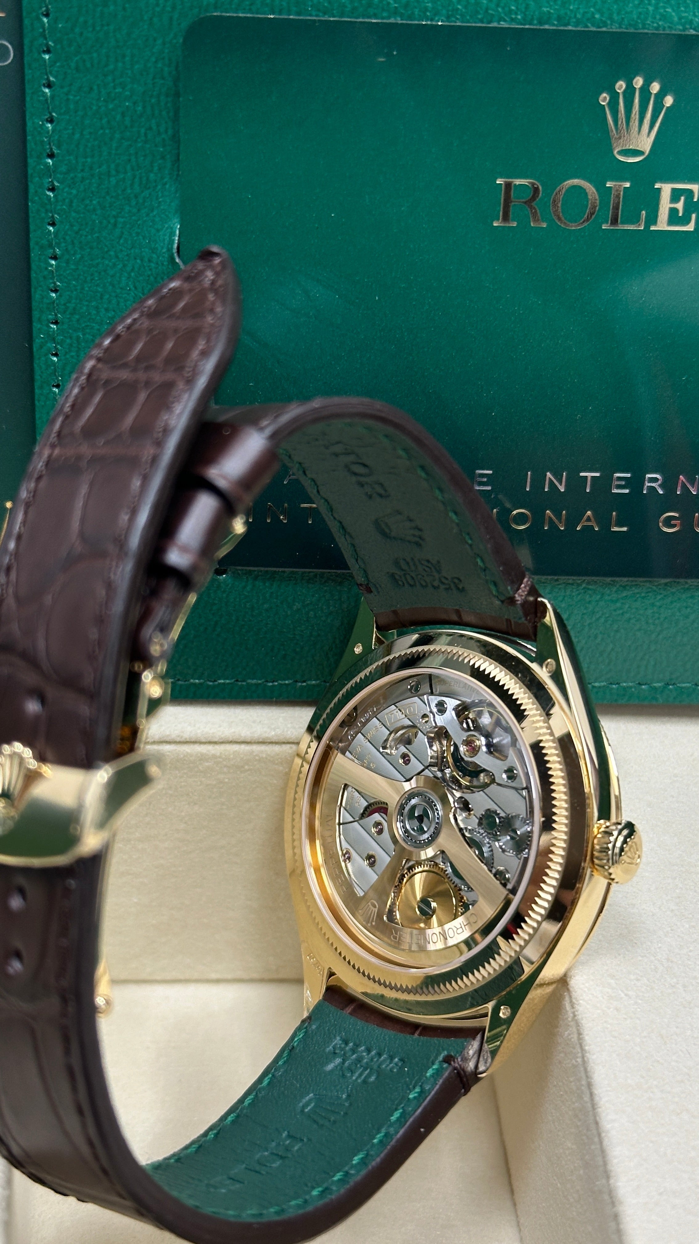 Rolex 1908 Yellow Gold White Dial Brown Alligator Strap 52508 – New 2026