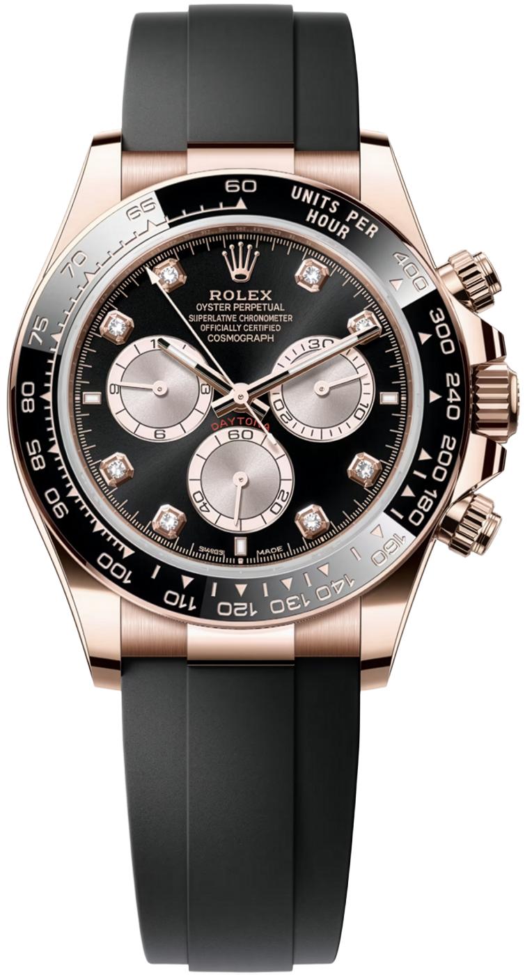 Rolex Cosmograph Daytona 40mm Everose Gold Black and Sundust Diamond Dial