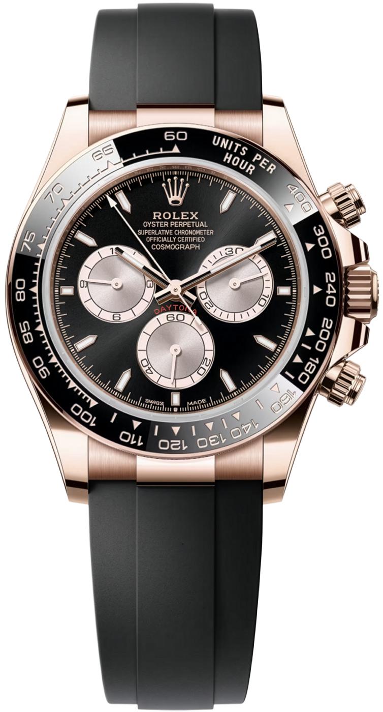 Rolex Cosmograph Daytona 40mm Everose Gold Black and Sundust Index Dial Black