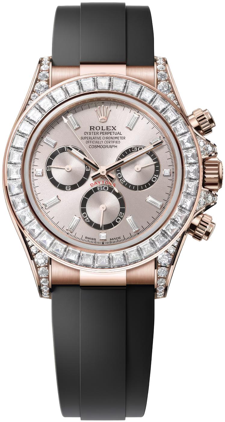 Rolex Cosmograph Daytona 40mm Everose Gold Sundust Diamond Baguette Dial