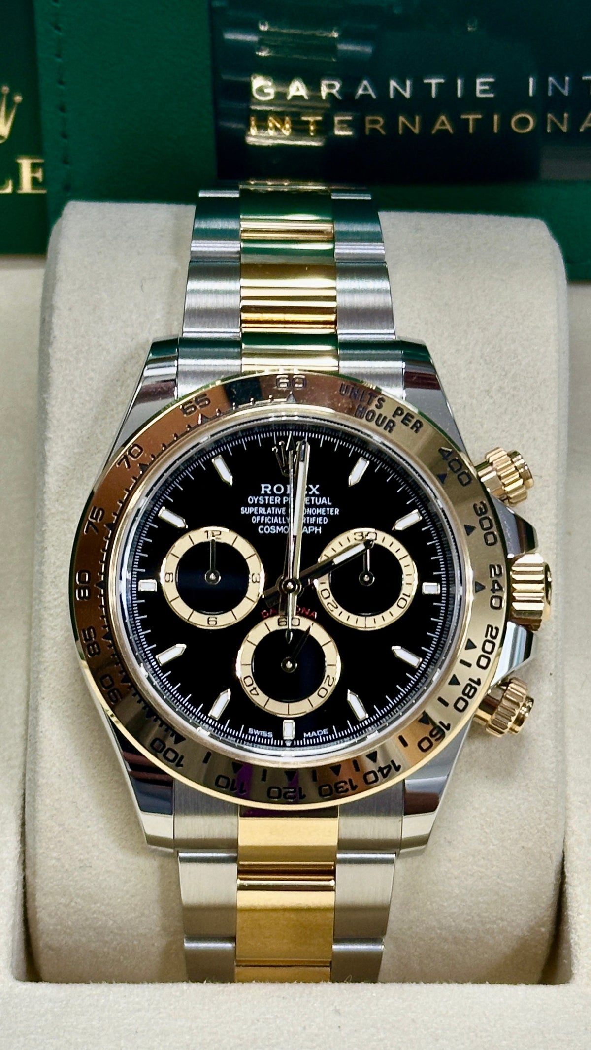 Rolex Cosmograph Daytona 40mm Two-Tone Yellow Gold Black Dial Gold Bezel 126503