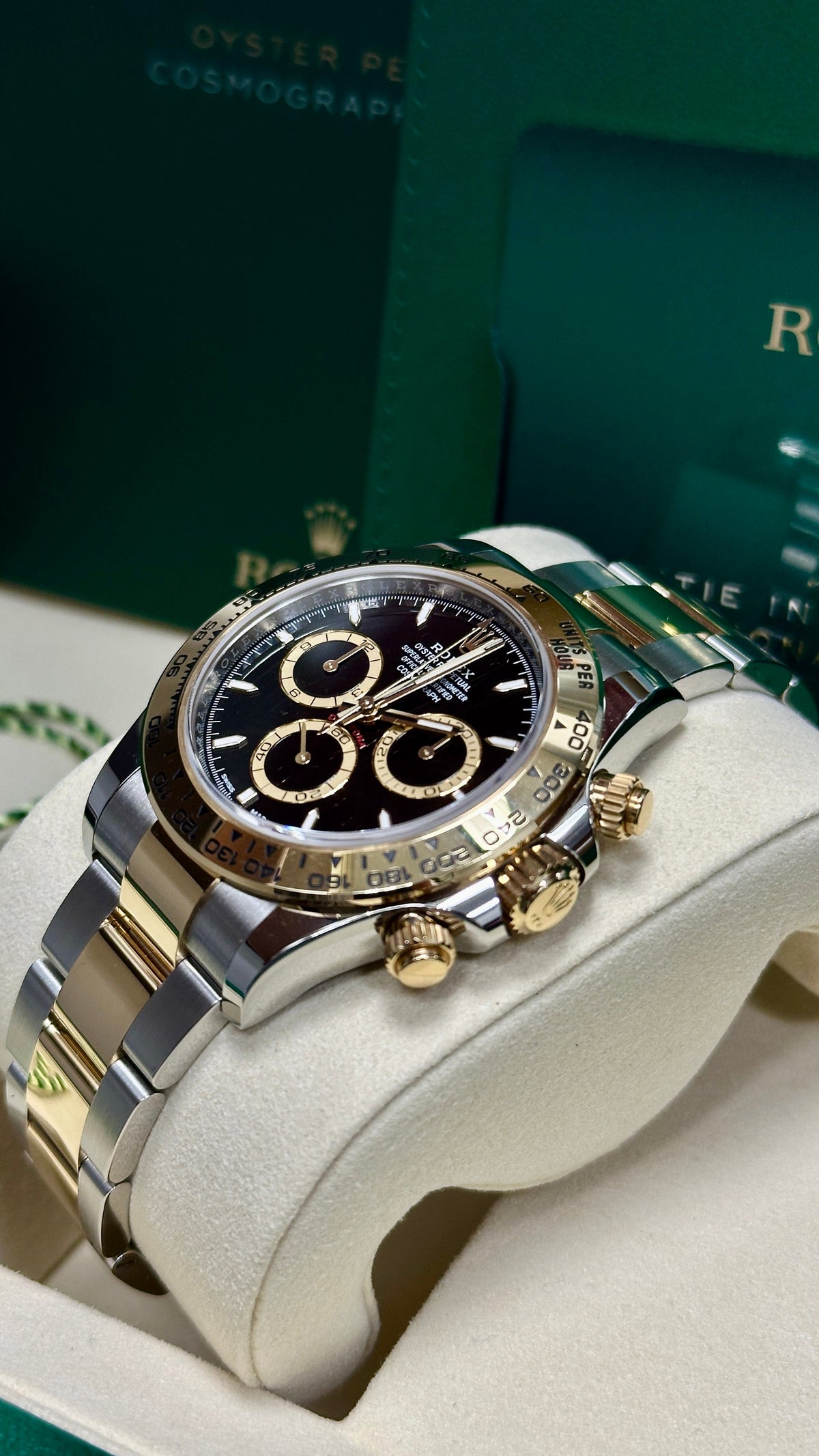 Rolex Cosmograph Daytona 40mm Two-Tone Yellow Gold Black Dial Gold Bezel 126503