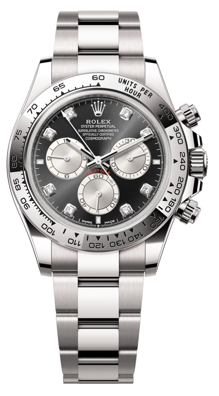 Rolex Cosmograph Daytona 40mm White Gold Black Diamond Dial 126509