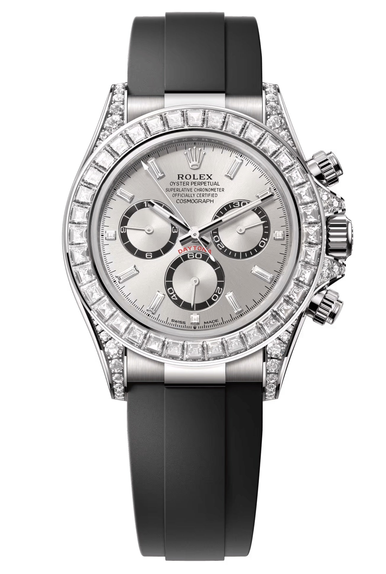 Rolex Cosmograph Daytona 40mm White Gold Diamond Dial Diamond Bezel Oysterflex