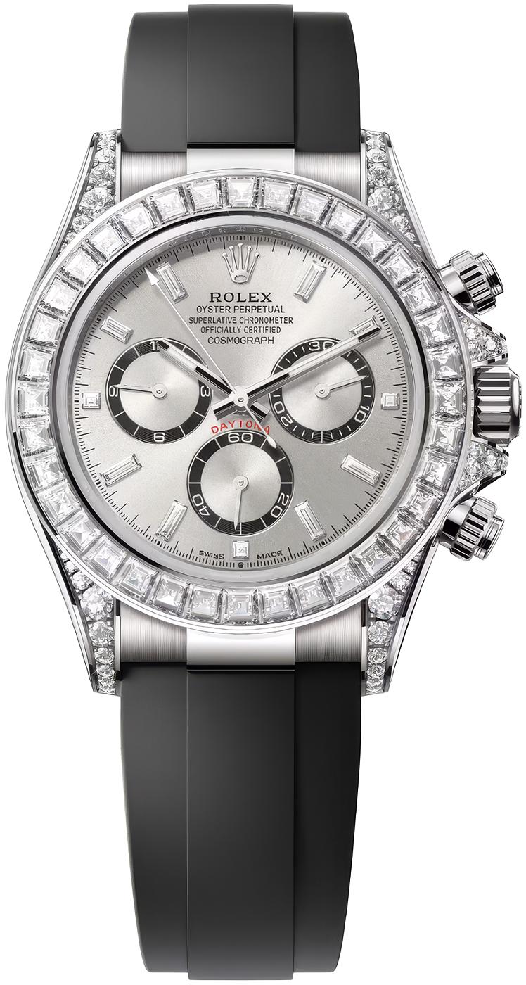 Rolex Cosmograph Daytona 40mm White Gold Diamond Dial Diamond Bezel Oysterflex
