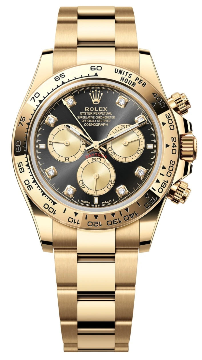 Rolex Cosmograph Daytona 40mm Yellow Gold Black Diamond Dial 126508