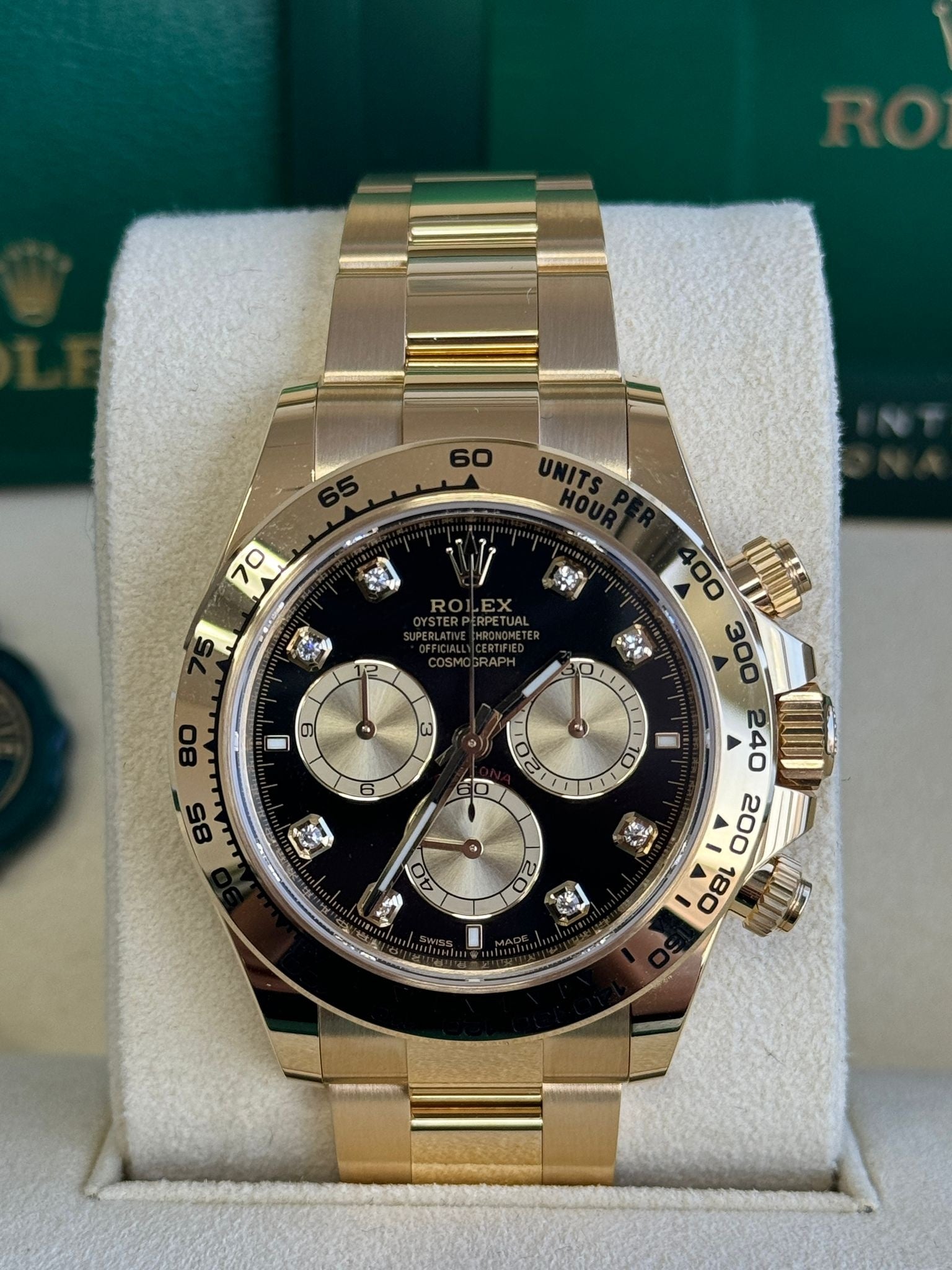 Rolex Cosmograph Daytona 40mm Yellow Gold Black Diamond Dial 126508