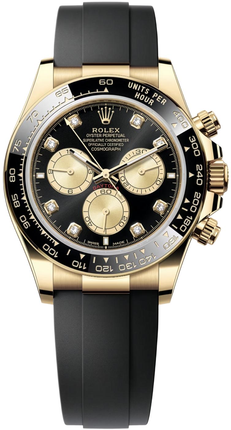 Rolex Cosmograph Daytona 40mm Yellow Gold Black Diamond Dial Black Ceramic