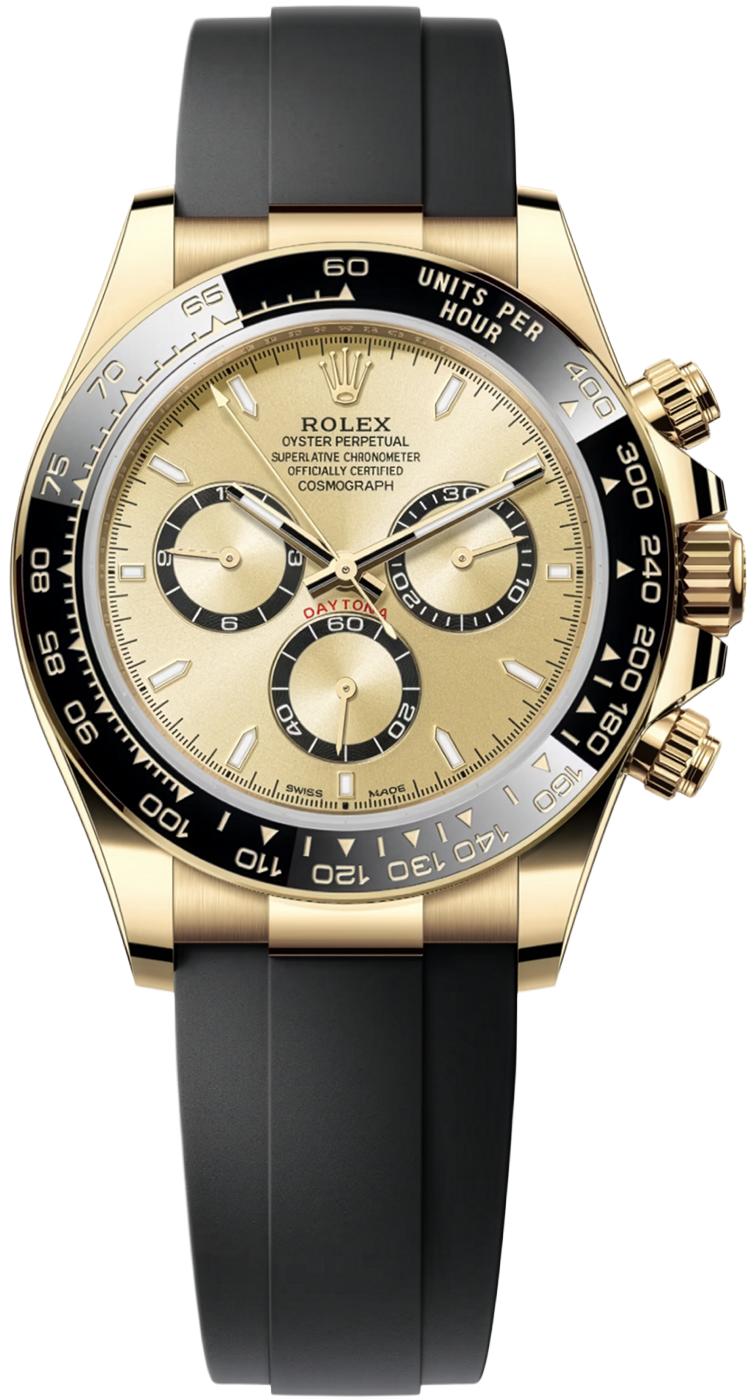 Rolex Cosmograph Daytona 40mm Yellow Gold Champagne Dial Black Ceramic Bezel