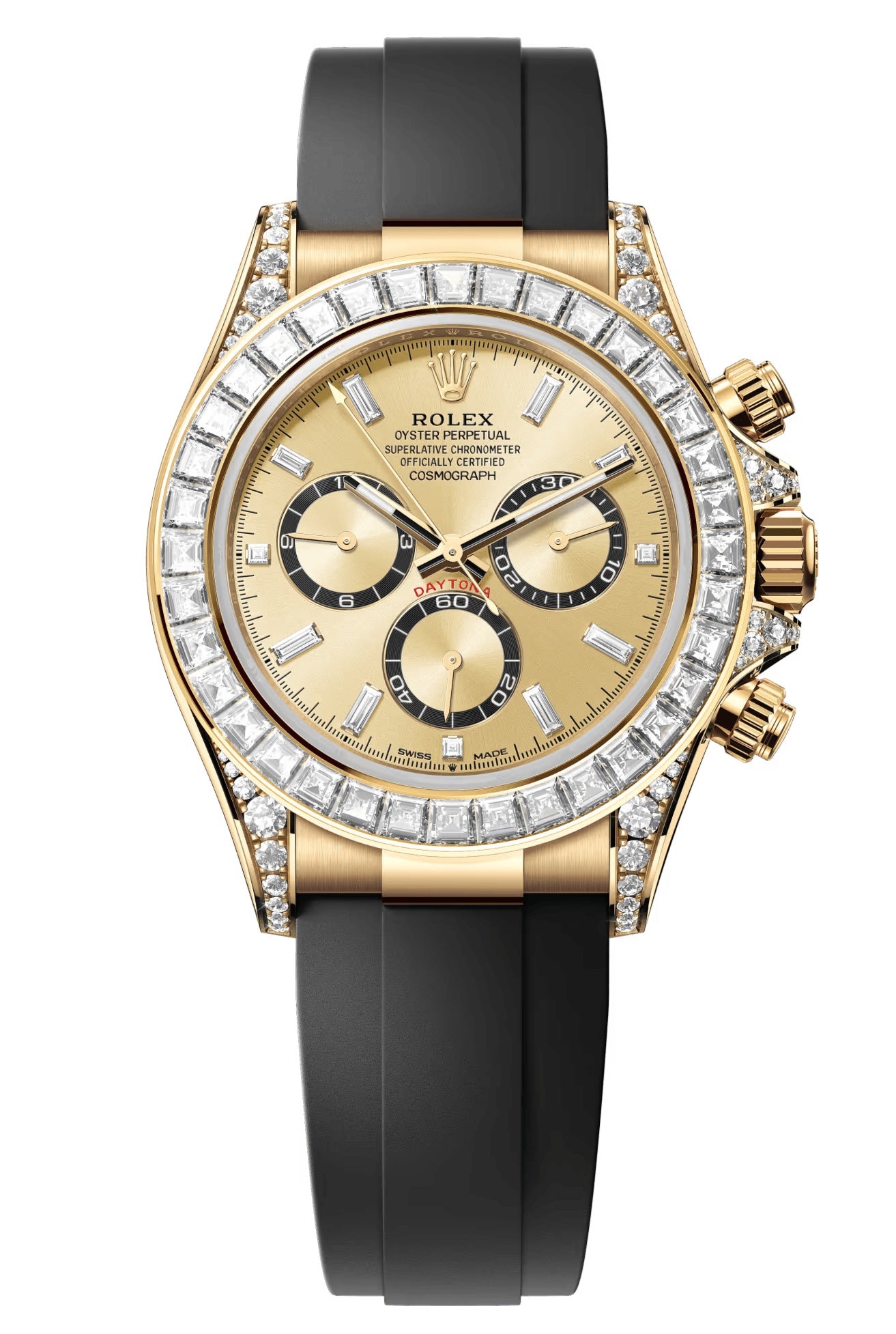 Rolex Cosmograph Daytona 40mm Yellow Gold Champagne Diamond Baguette Dial