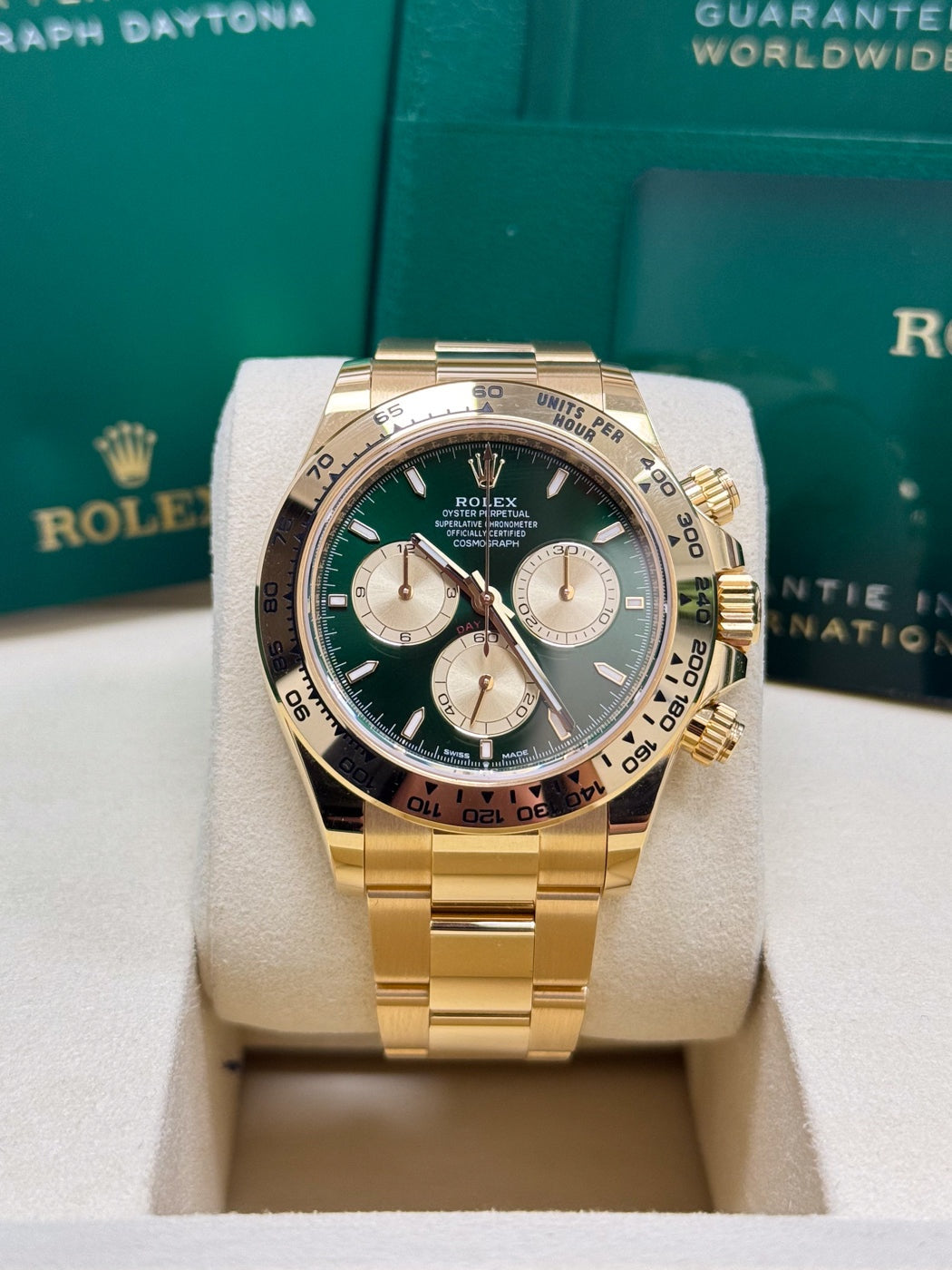 Rolex Cosmograph Daytona "John Mayer" 40mm Yellow Gold Green and Golden Dial