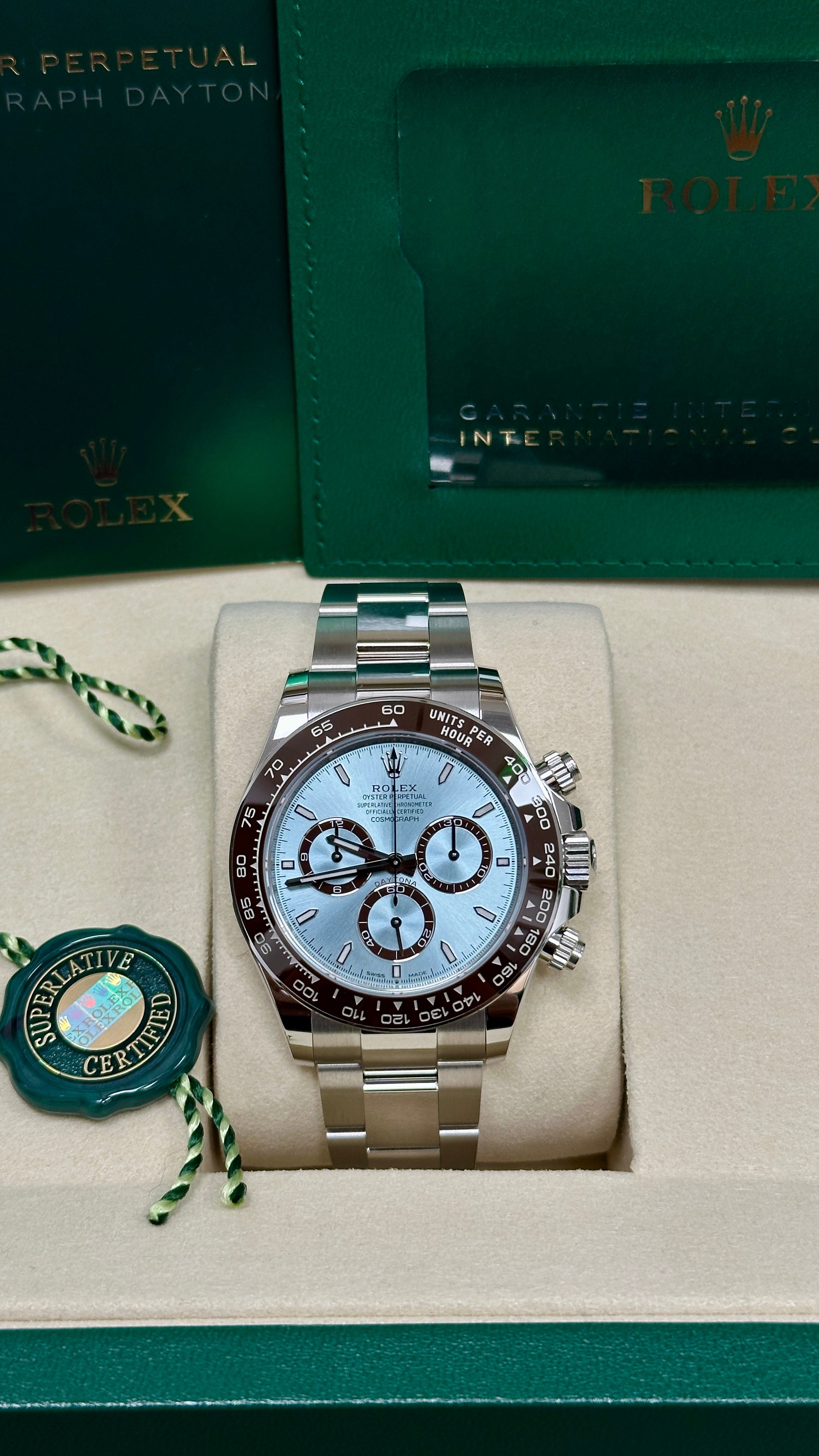 Rolex Cosmograph Daytona "Platona" 40mm Platinum Ice Blue Dial 126506 – New
