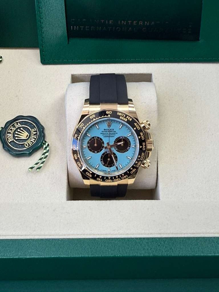 Rolex Cosmograph Daytona "Tiffany" 40mm Yellow Gold Turquoise Blue and Black