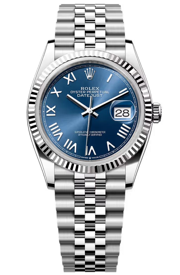 Rolex Datejust 41 Bright Blue Roman Dial Fluted Bezel Jubilee 126334
