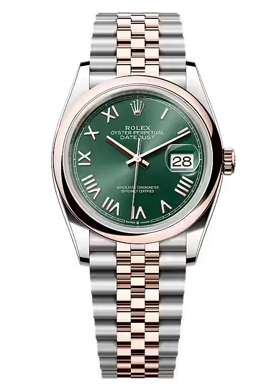 Roman ＆Paul＆USOS Rolex Datejust 36 Everose Rolesor Mint Green Roman Dial Smooth Bezel J