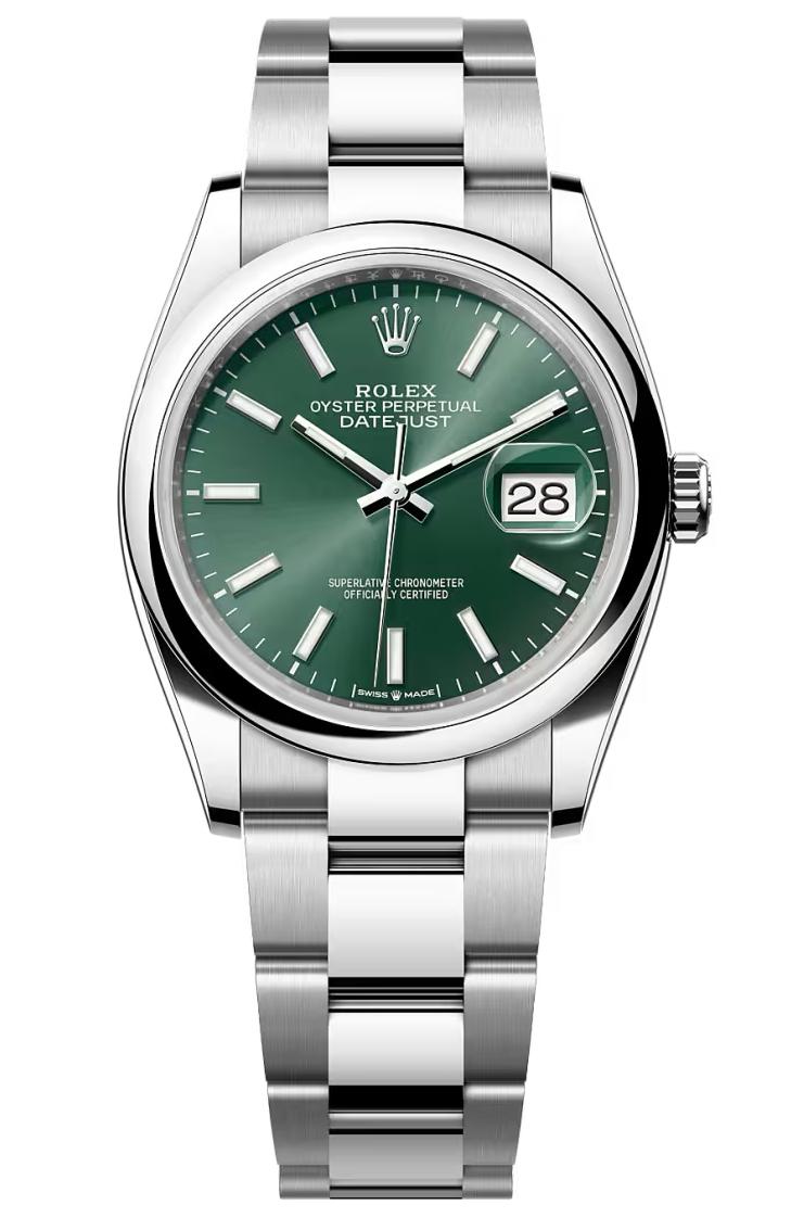 Rolex Datejust 36 Mint Green Index Dial Smooth Bezel Oyster Bracelet 126200