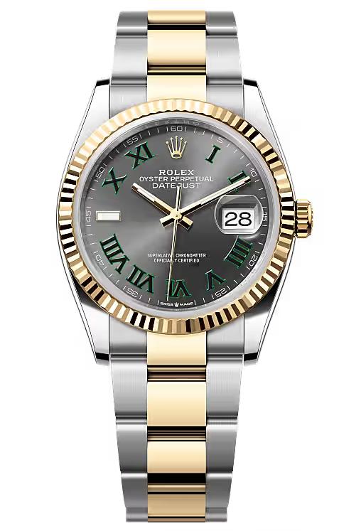 Rolex Datejust 36mm "Wimbledon" Two-Tone Yellow Gold Roman Dial Fluted Bezel
