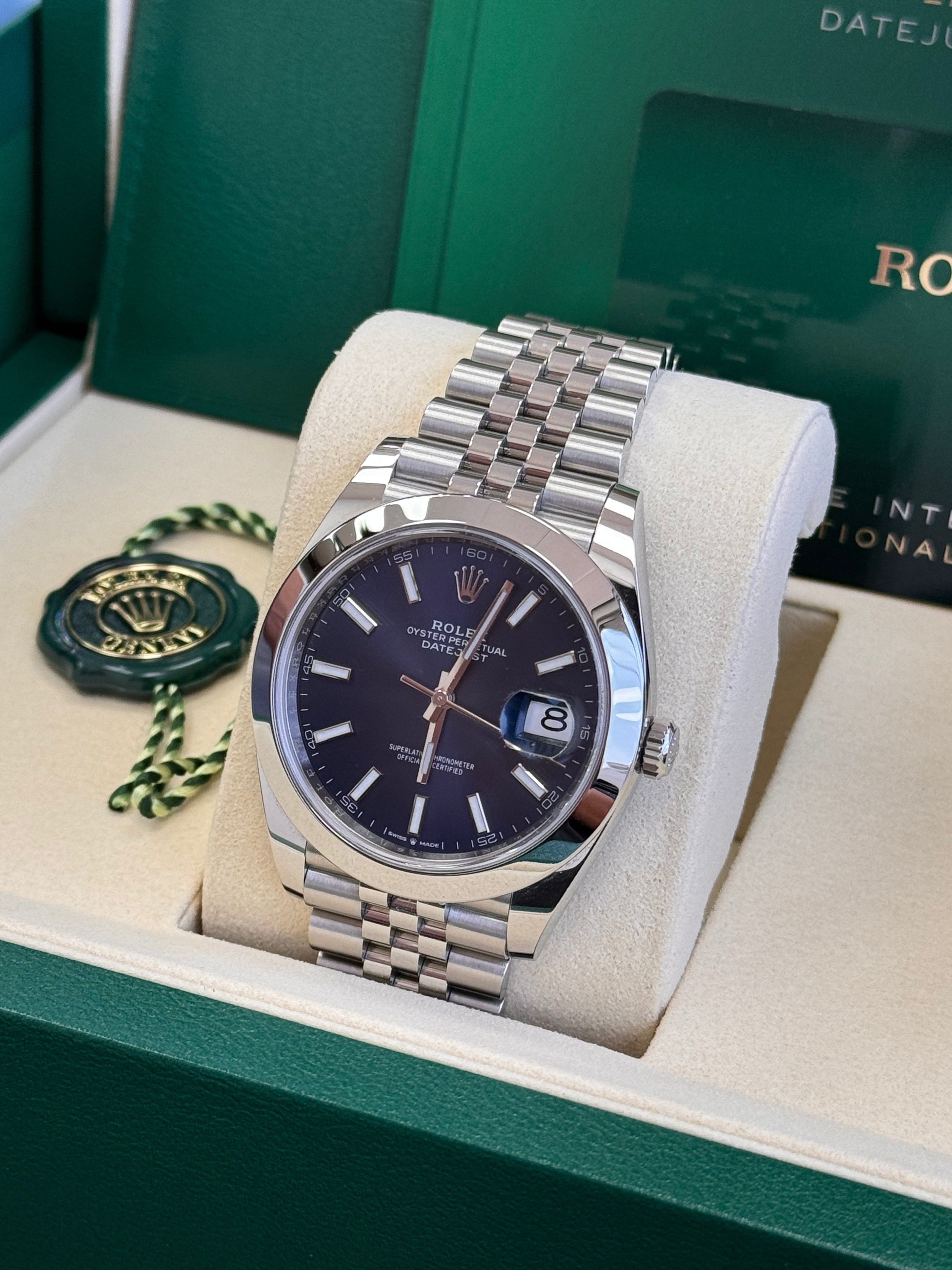 Rolex Datejust 36mm Blue Index Dial Smooth Bezel Jubilee Bracelet 126200