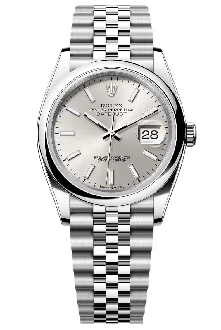 Rolex Datejust 36mm Silver Index Dial Smooth Bezel Jubilee Bracelet 126200