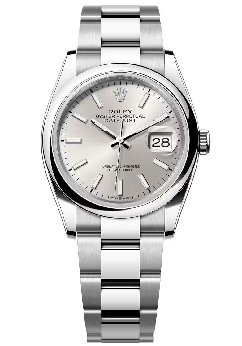 Rolex Datejust 36mm Silver Index Dial Smooth Bezel Oyster Bracelet 126200